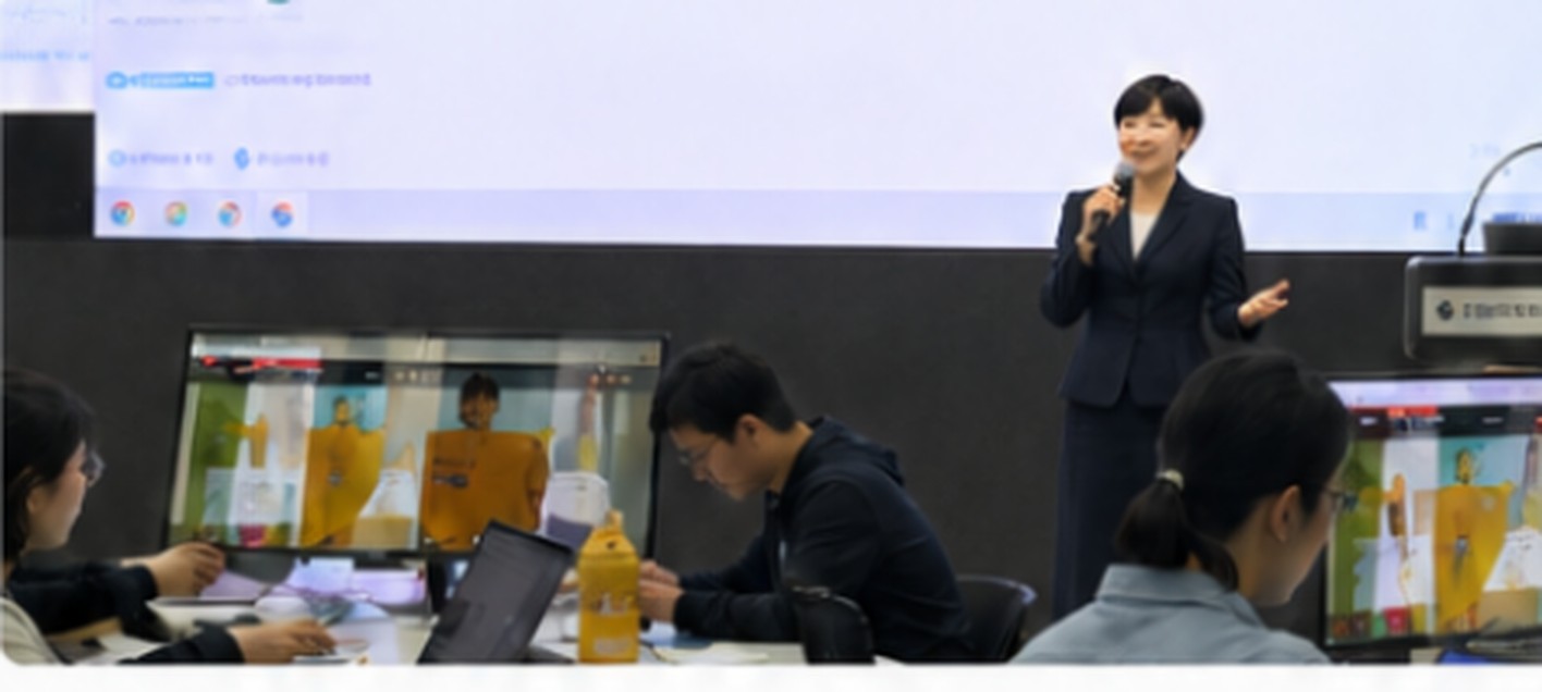 화면을 띄워두고 마이크를 들고 설명하는 강의 현장